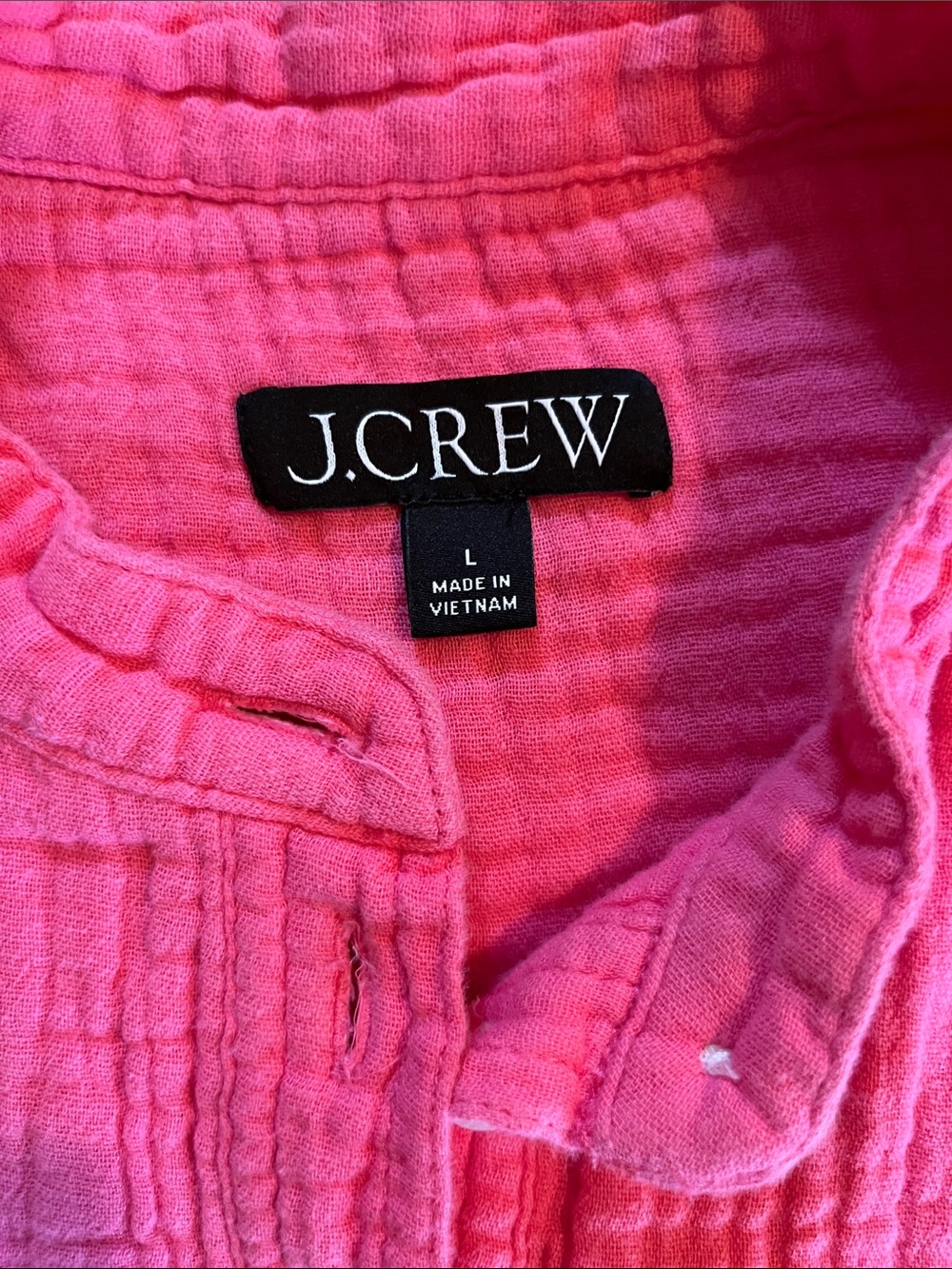 J. Crew 100% Cotton Gauze Bright Pink Popover Top - Picture 3 of 7